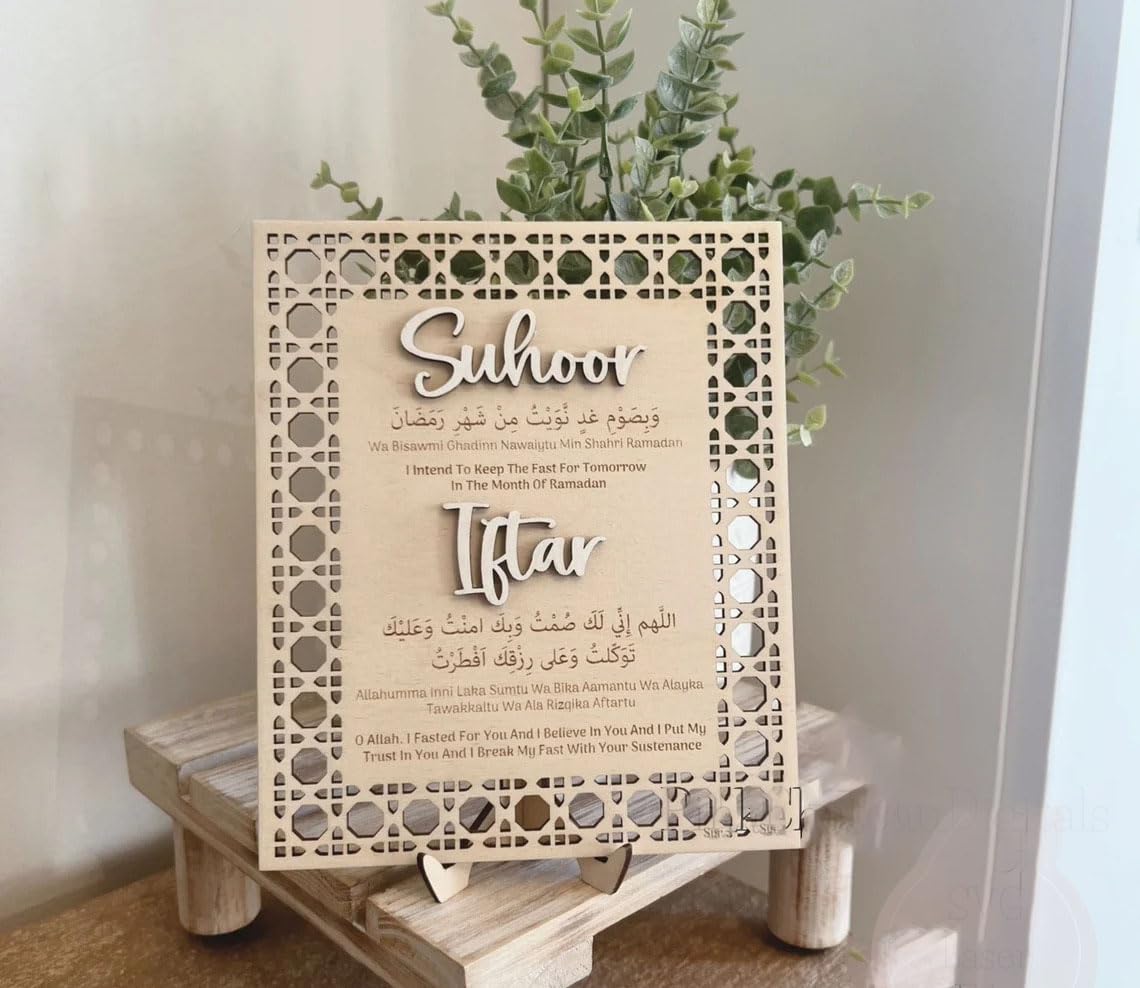Haoser wooden Ramadan Kareem Iftar Decorations Suhoor And Iftar Dua Sign